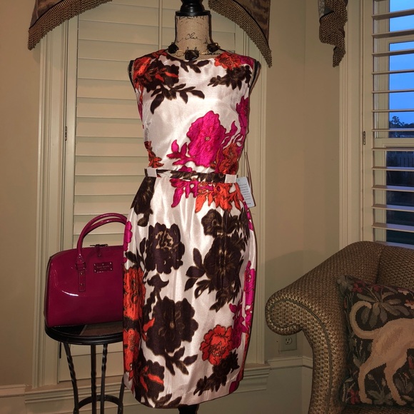 Eliza J New York Dresses & Skirts - NWT Eliza J Brwn & Coral Asain Inspired Dress Sz16